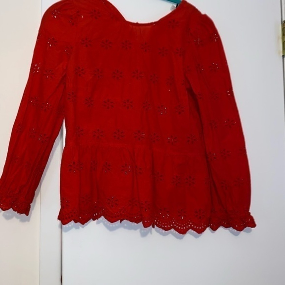 Madewell Red Eyelet Blouse - Picture 2 of 4
